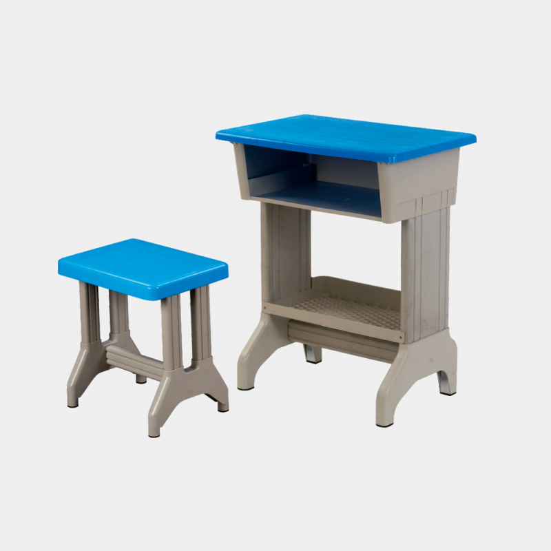 單人板式雙柱雙層課桌椅 